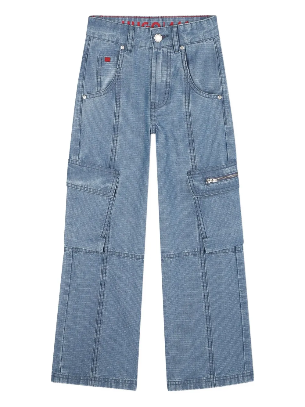 HUGO KIDS Cargo jeans met logopatch Blauw