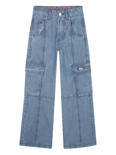 HUGO KIDS logo-badge cargo jeans