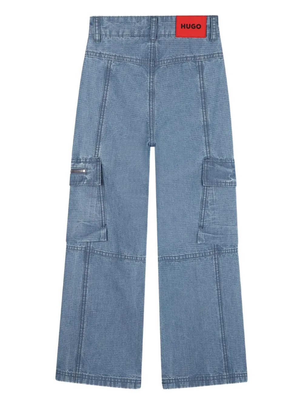 HUGO KIDS Cargo jeans met logopatch Blauw