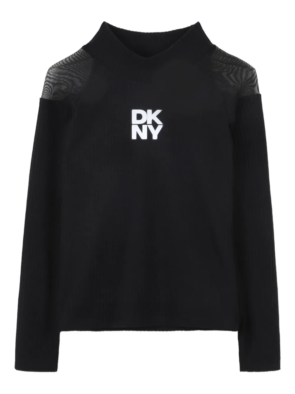 Dkny Kids Top met doorzichtige vlakken en hoge hals Zwart