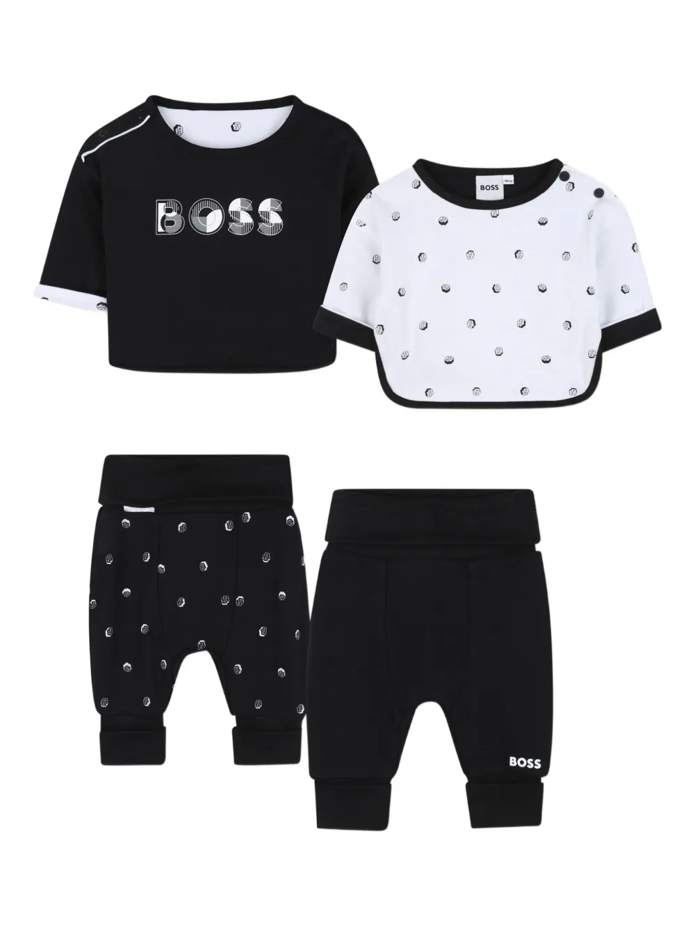 BOSS Kidswear T-shirt en broek verfraaid met logo Zwart
