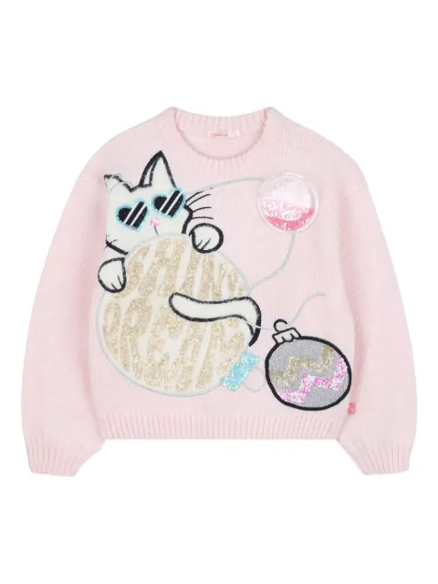 Billieblush cat-motif sequin-embellished sweater