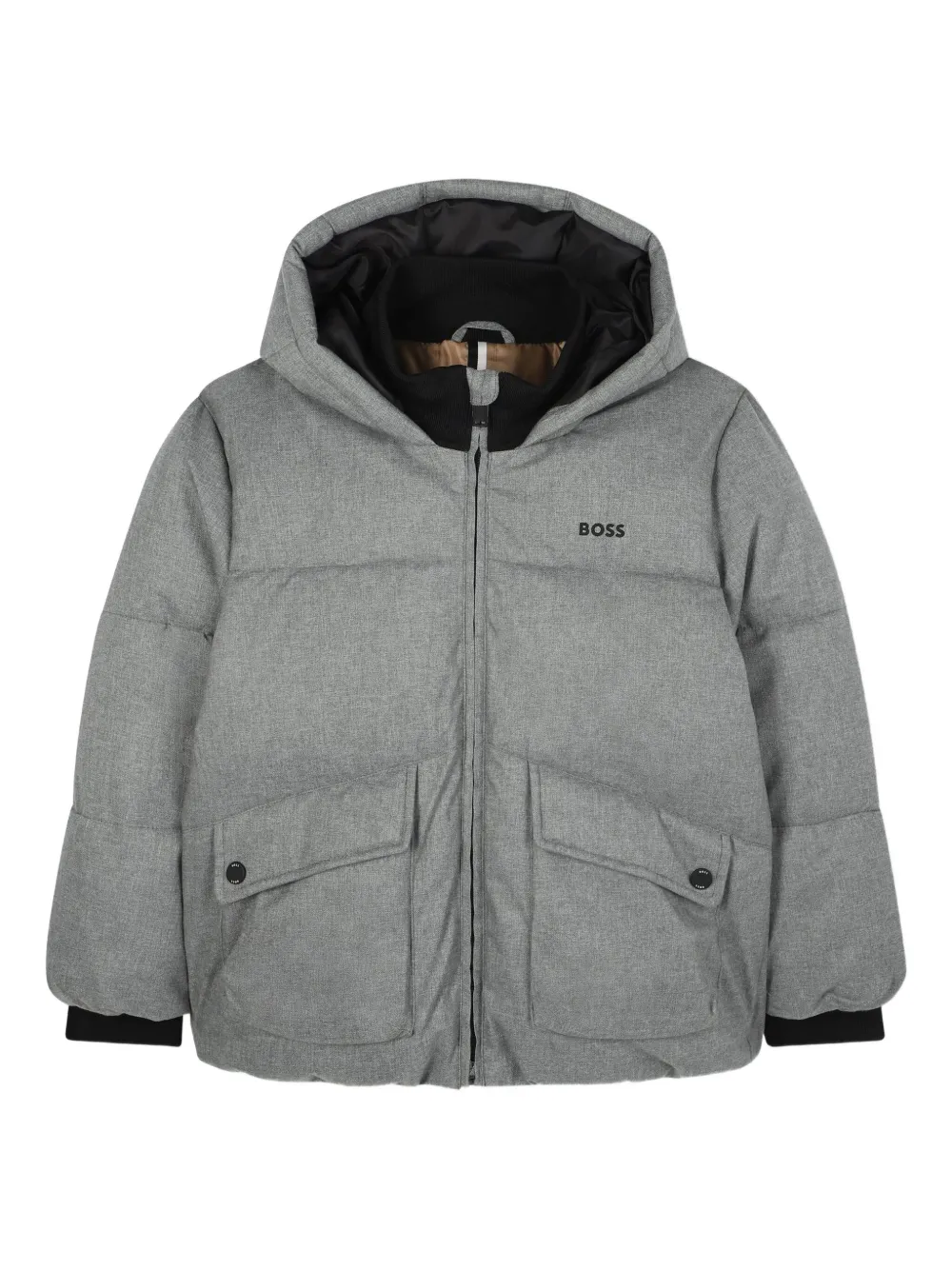 BOSS Kidswear Gewatteerd jack met capuchon Grijs