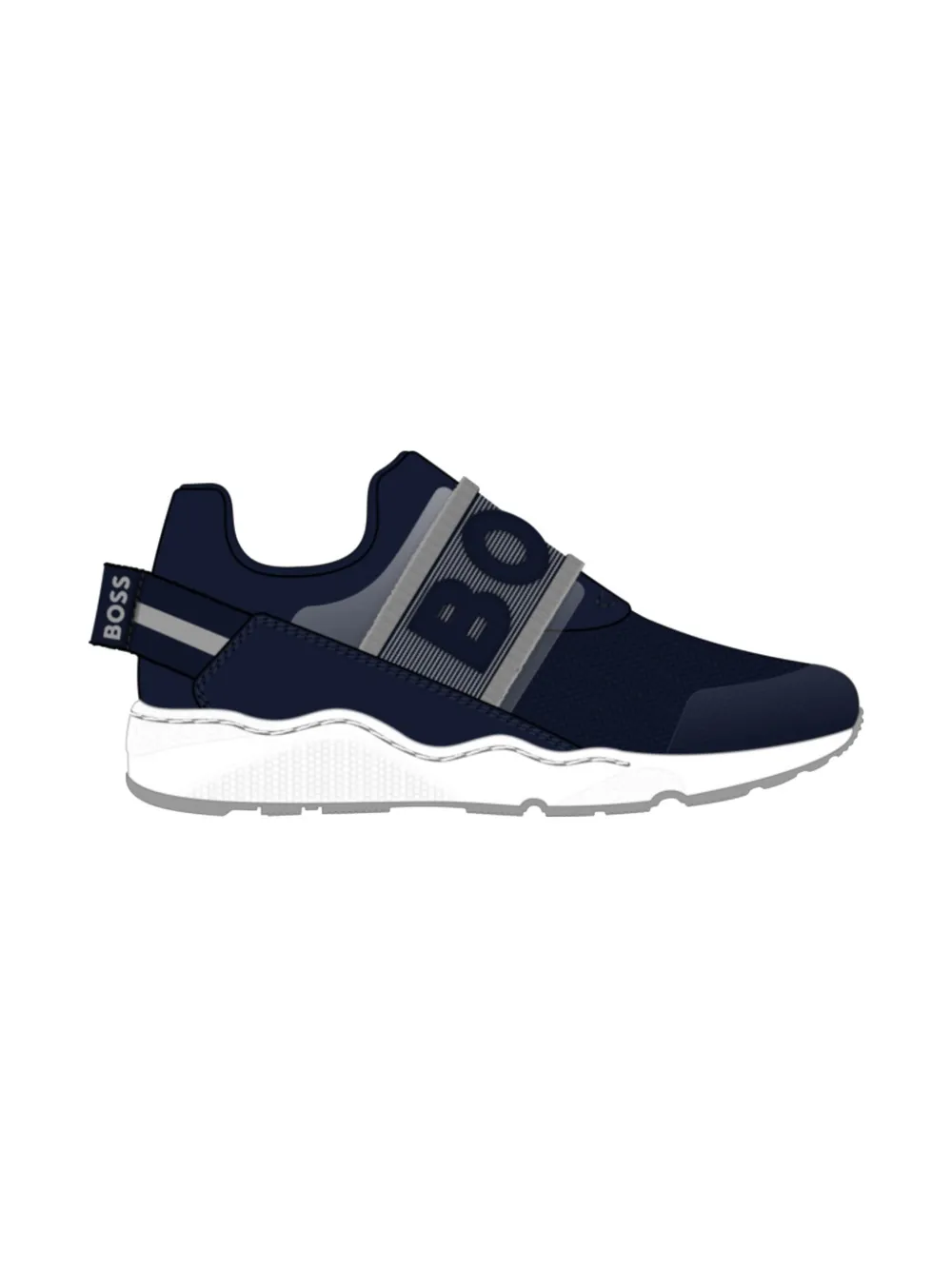 BOSS Kidswear mesh-panelled slip-on sneakers Blue