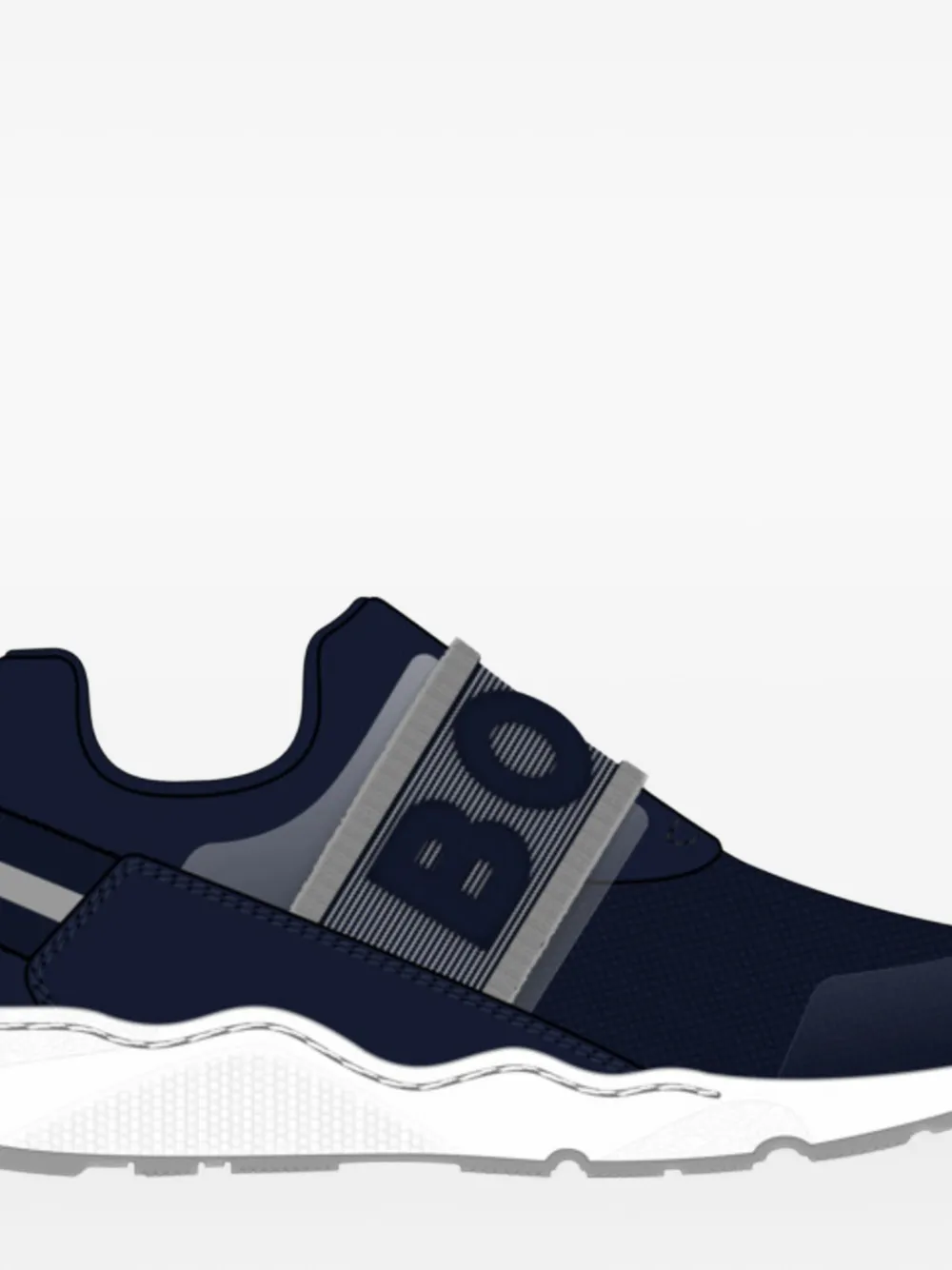 BOSS Kidswear Slip-on sneakers met mesh vlakken - Blauw