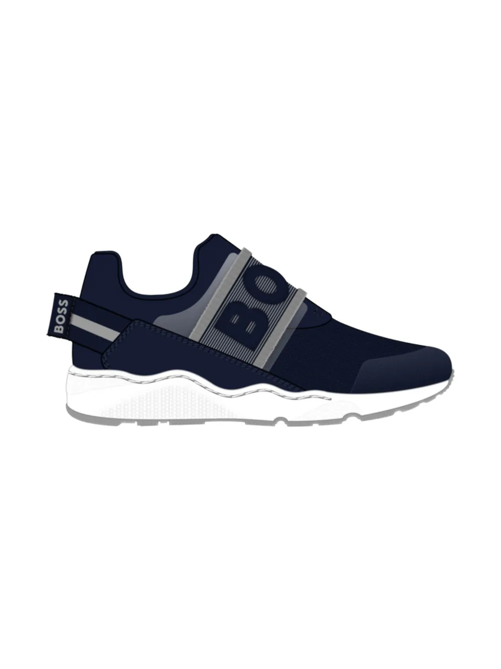 BOSS Kidswear mesh-panelled slip-on sneakers Blue