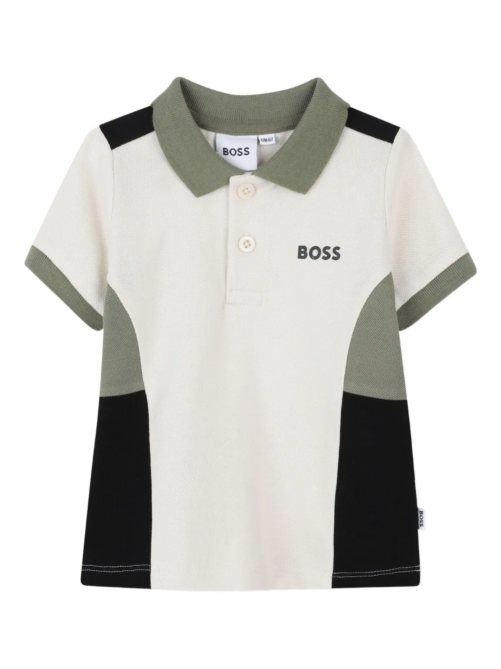 BOSS Kidswear Poloshirt met colourblocking Beige