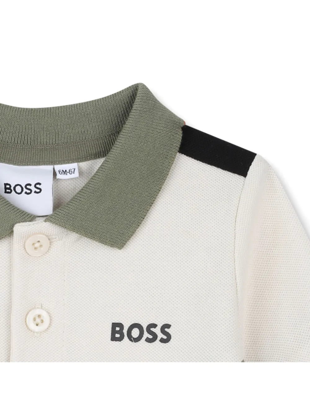 BOSS Kidswear Poloshirt met colourblocking Beige
