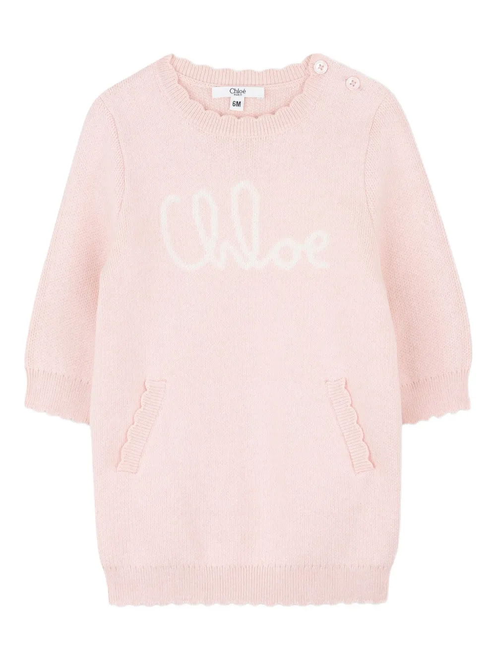 Chloé Kids Jurk met geborduurd logo Roze
