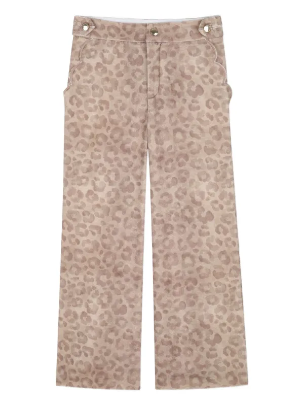 Chloé Kids leopard-print Trousers Neutrals FARFETCH IN