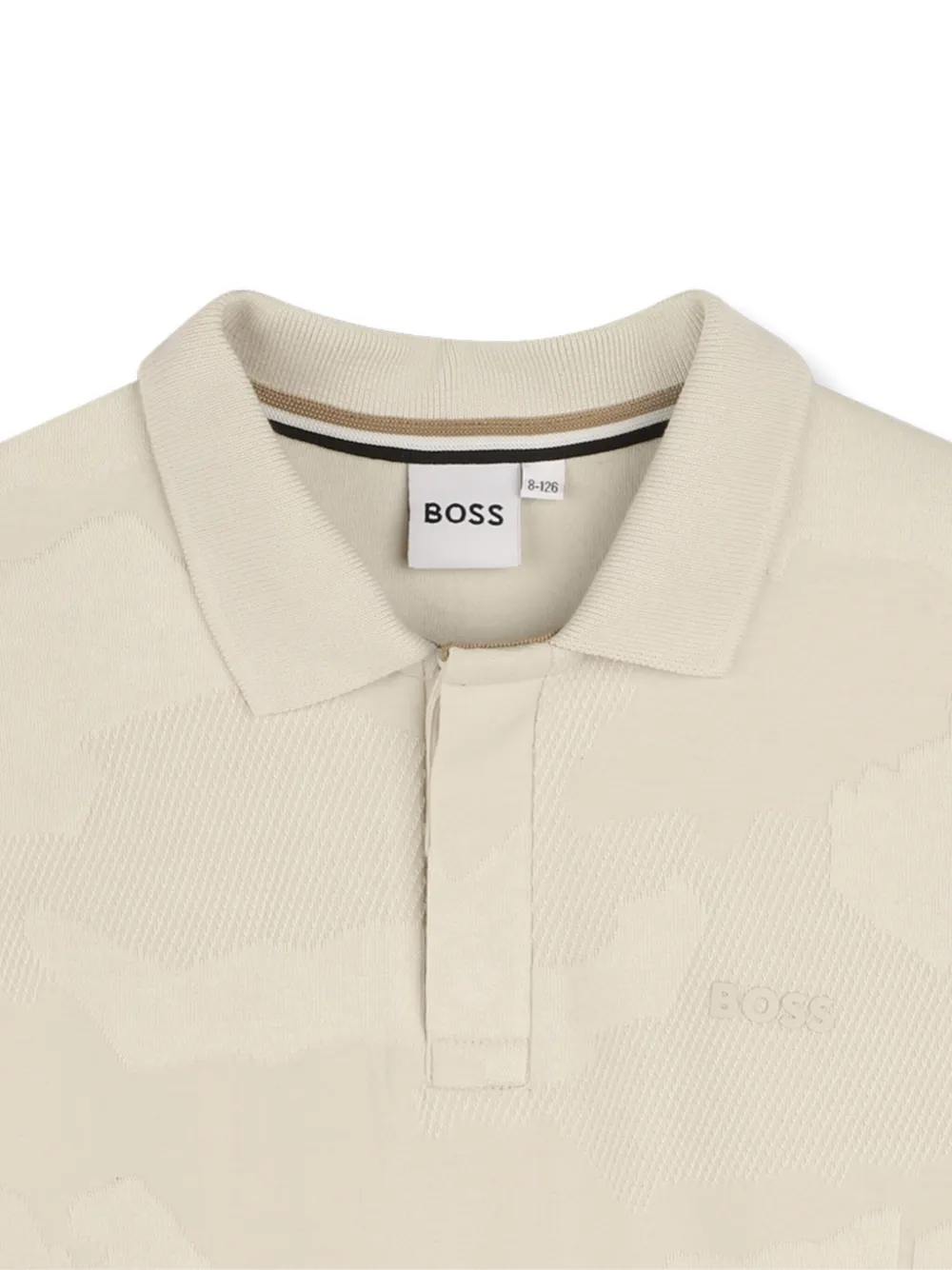 BOSS Kidswear Poloshirt met jacquard Beige