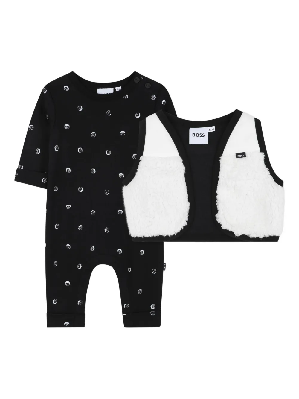 BOSS Kidswear polka-dot long-sleeve jumpsuit (set of two) | Black | Image 1