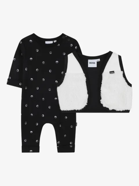 BOSS Kidswear polka-dot long-sleeve jumpsuit (set of two)