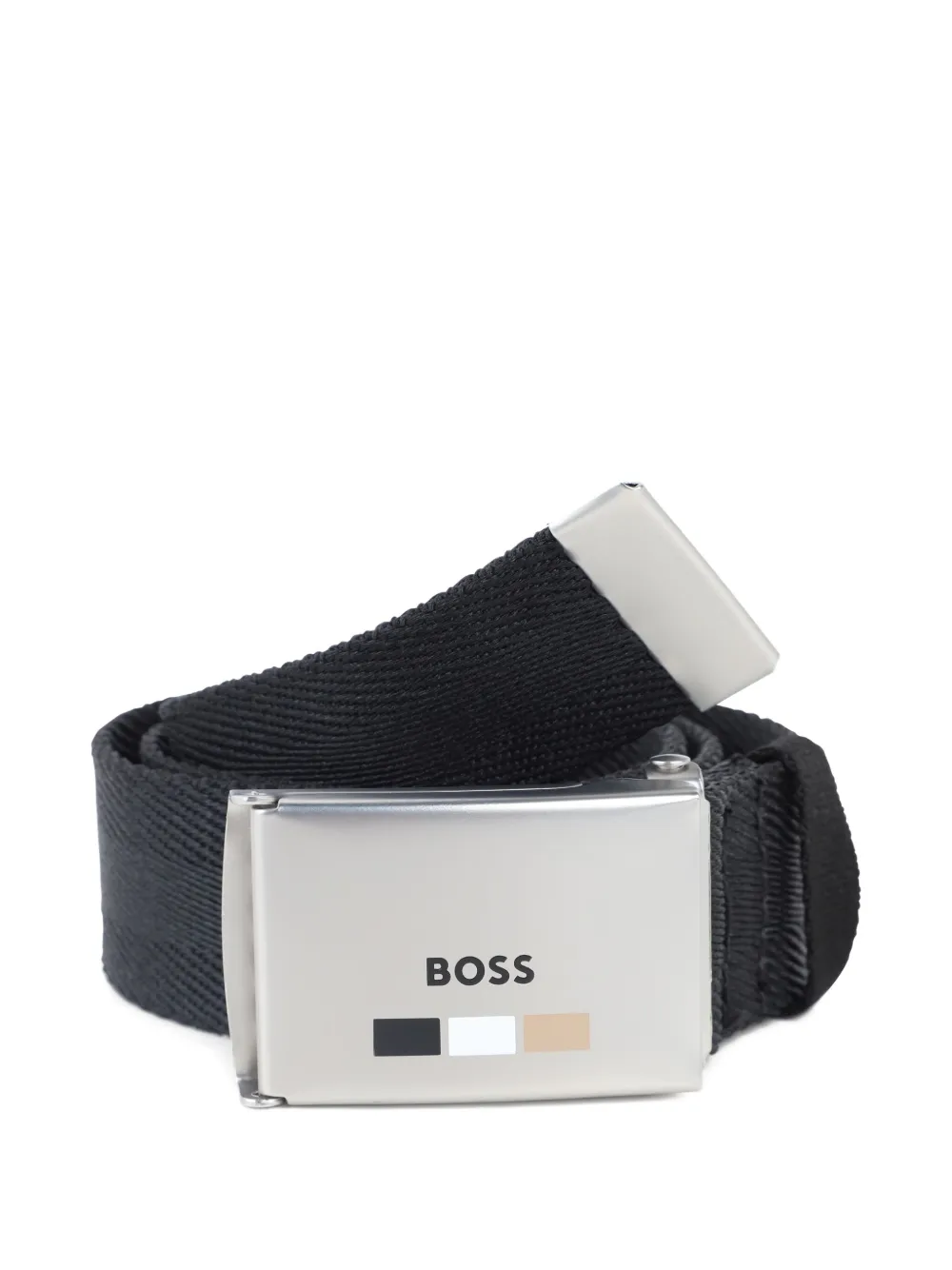 BOSS Kidswear Riem met logoplakkaat Zwart