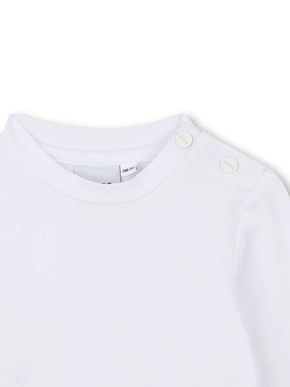 BOSS Kidswear T-shirt met drukknoopsluiting en lange mouwen Wit