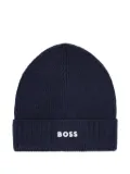 BOSS Kidswear ribbed-knit beanie hat - Blue