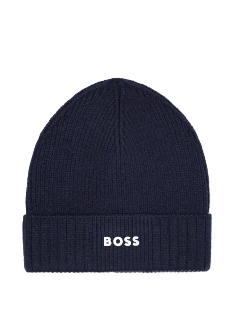 BOSS Kidswear ribbed-knit beanie hat