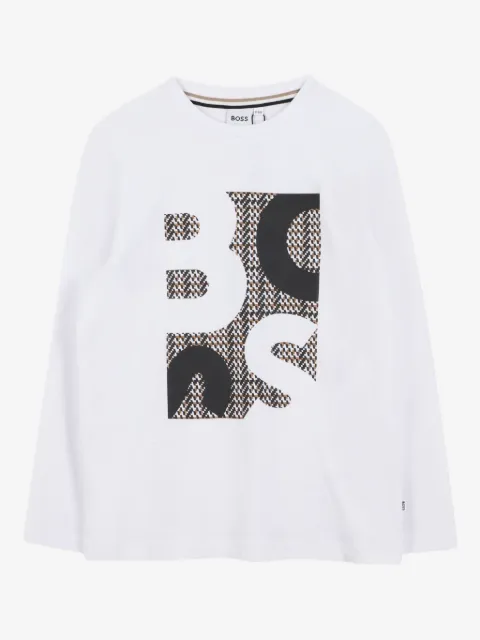 BOSS Kidswear playera manga larga con logo estampado