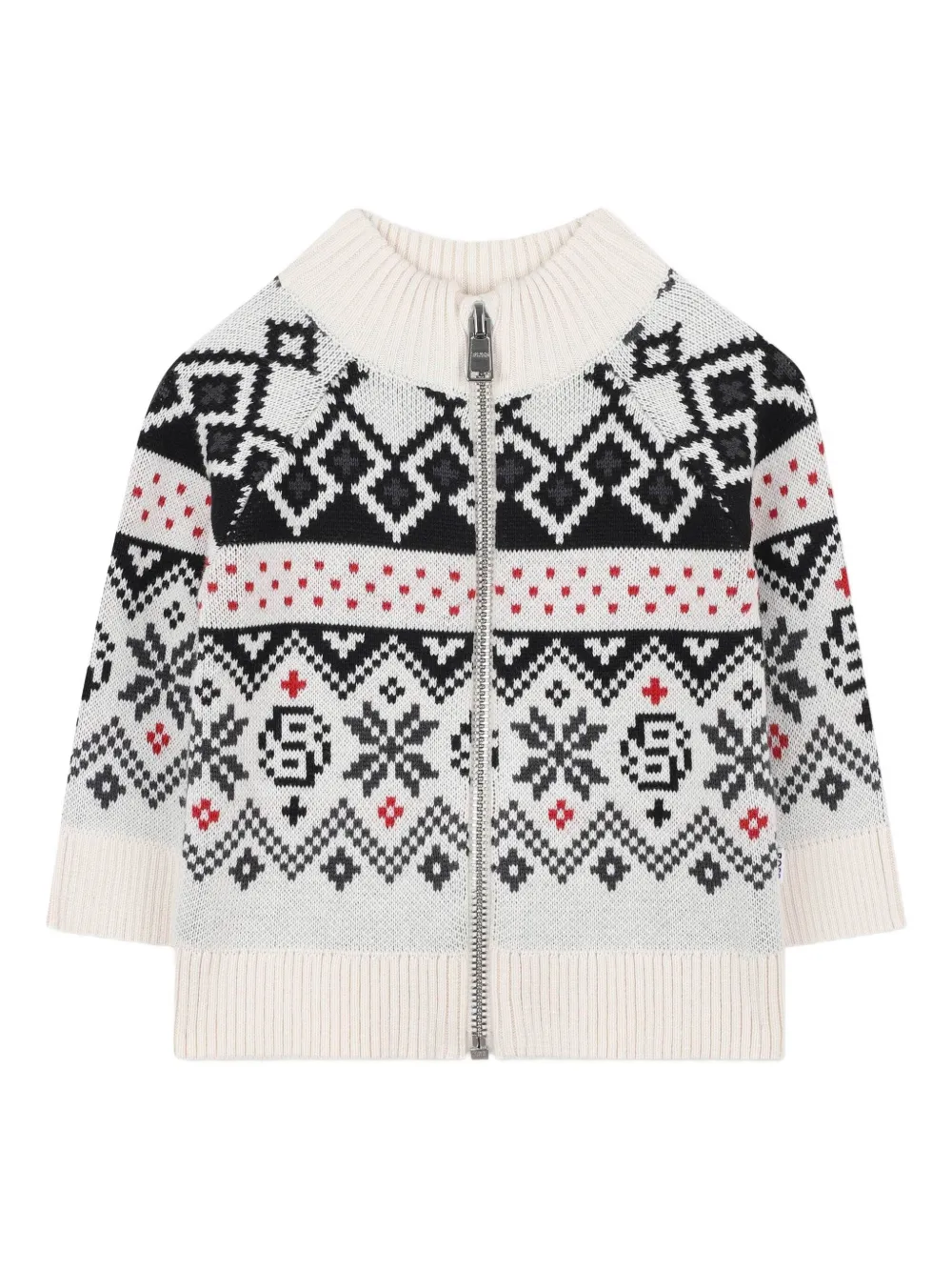 BOSS Kidswear Fair-isle vest met rits Wit