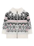 BOSS Kidswear fair-isle zip-up cardigan - White