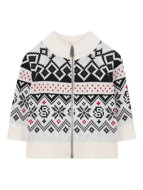 BOSS Kidswear fair-isle zip-up cardigan