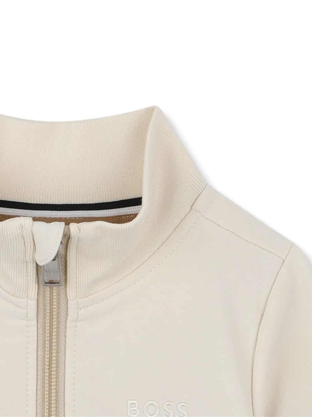 BOSS Kidswear Sweater met opstaande kraag en rits Beige