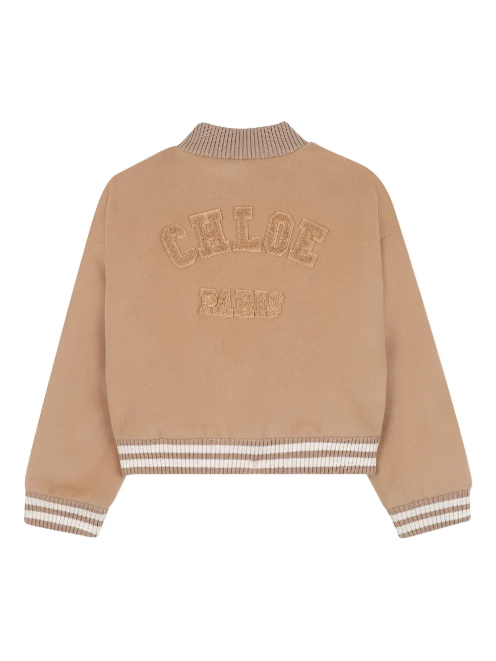 Chloé Kids Bomberjack met geborduurd logo Beige