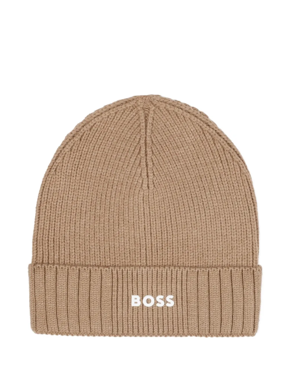 BOSS Kidswear Ribgebreide muts Beige