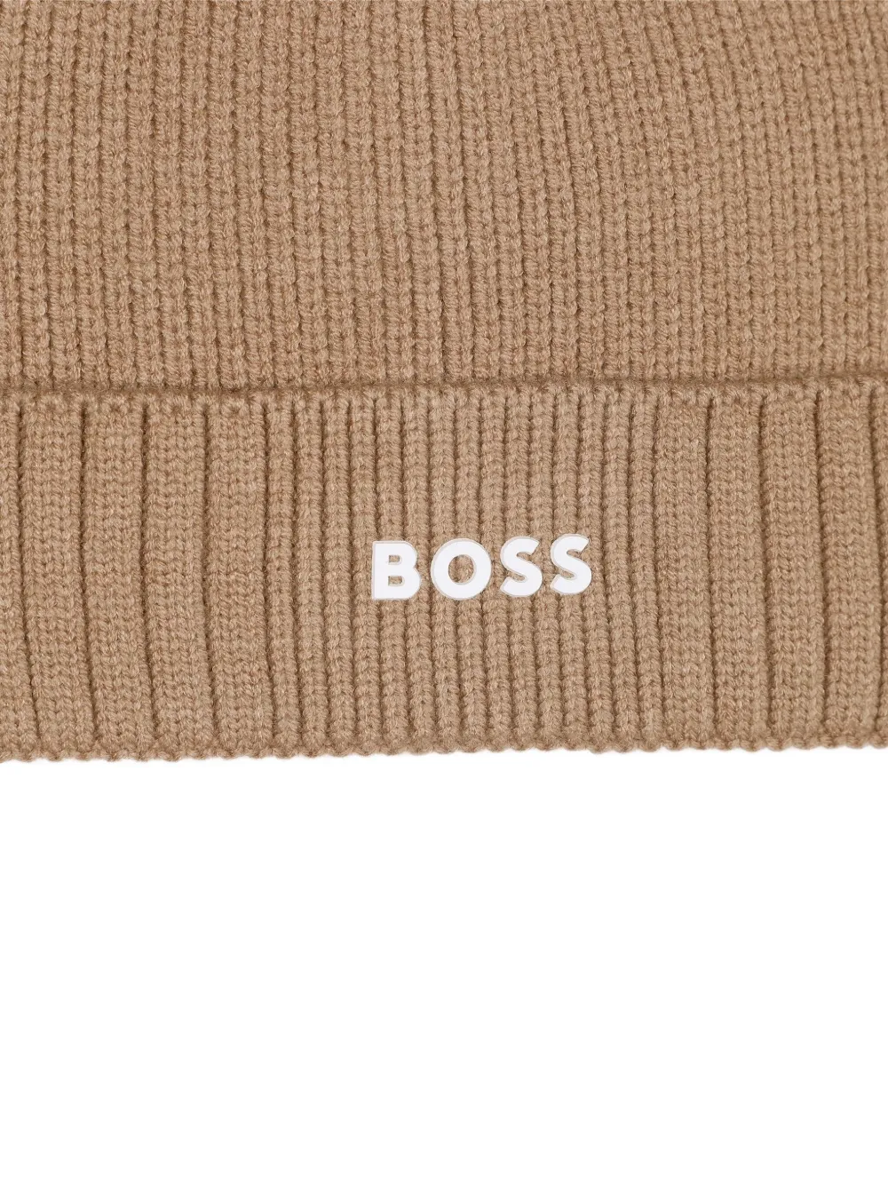 BOSS Kidswear Ribgebreide muts Beige