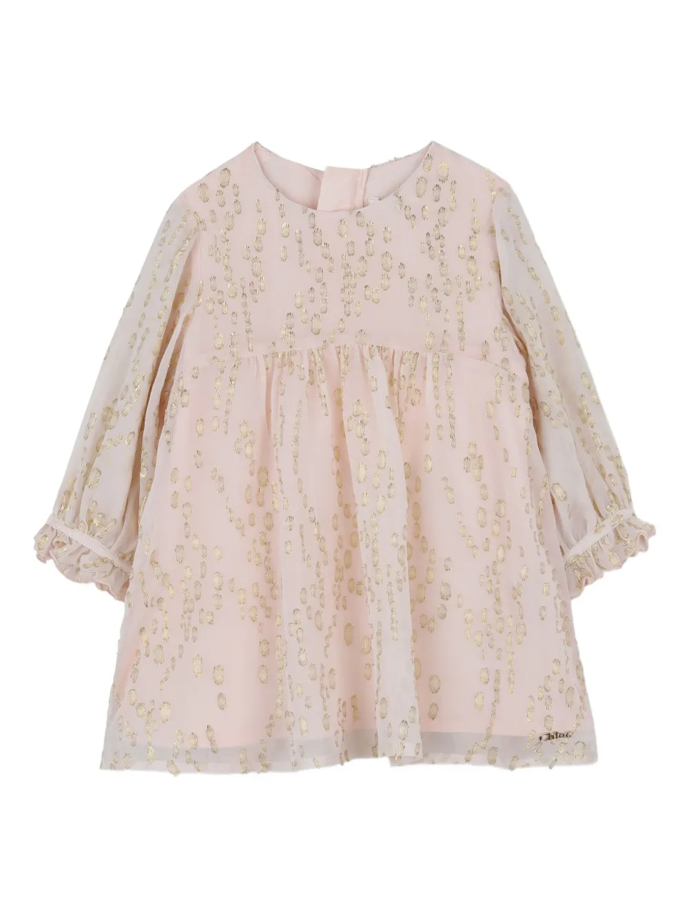 Chloé Babies' Sequin-detailing Long-sleeve Dress In Neutral