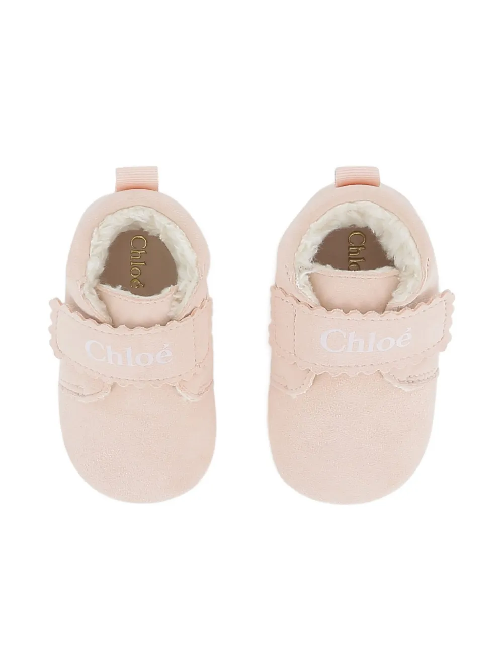 Chloé Scalloped-edge Booties In Neutral
