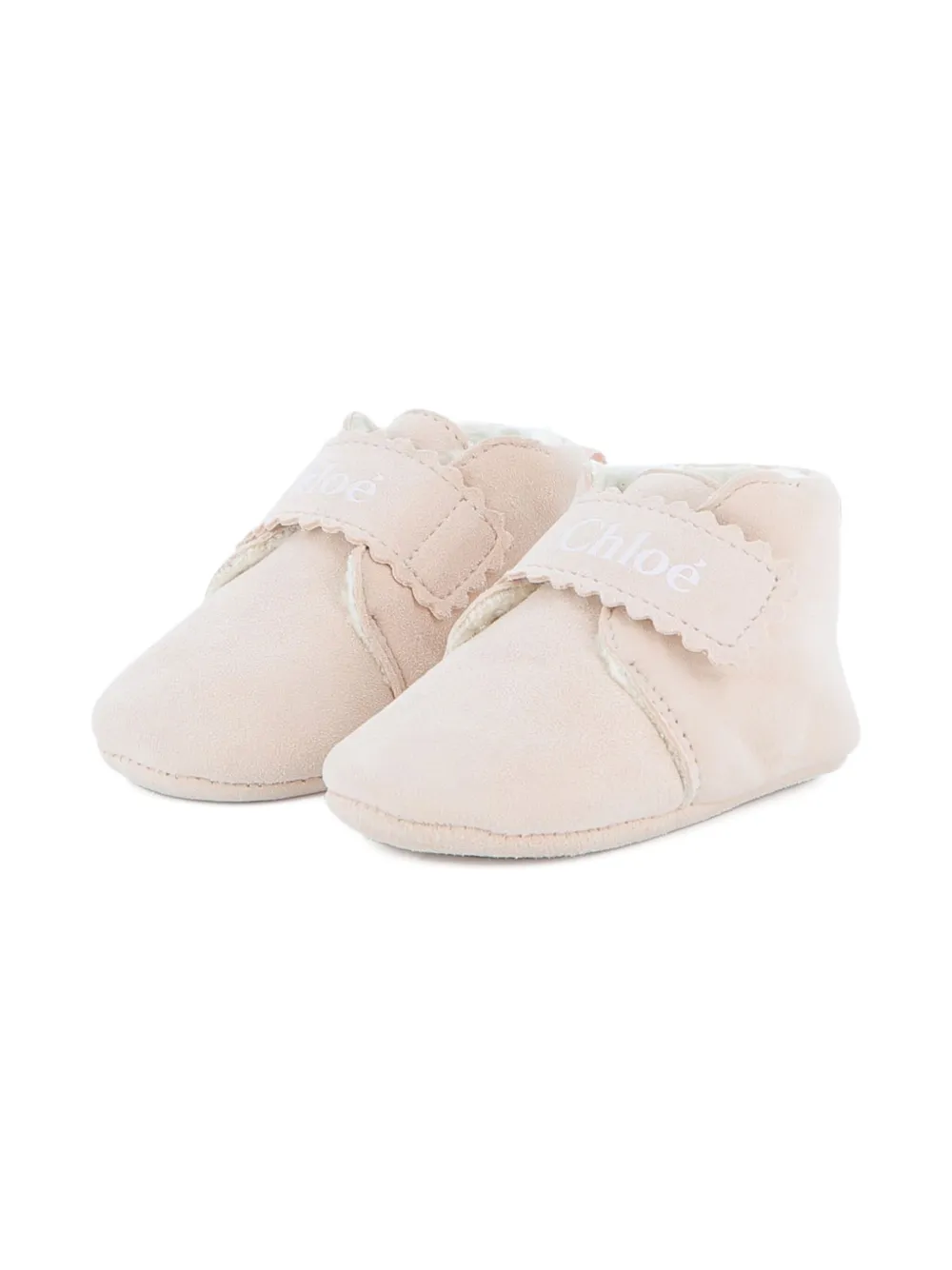 Chloé Scalloped-edge Booties In Neutral