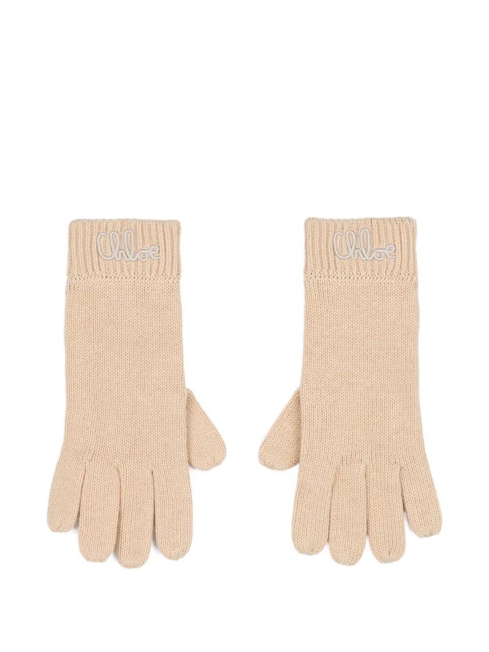 Chloé Kids Handschoenen met geborduurd logo Beige