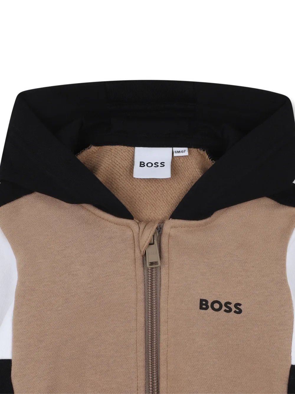 BOSS Kidswear Hoodie met colourblocking Bruin