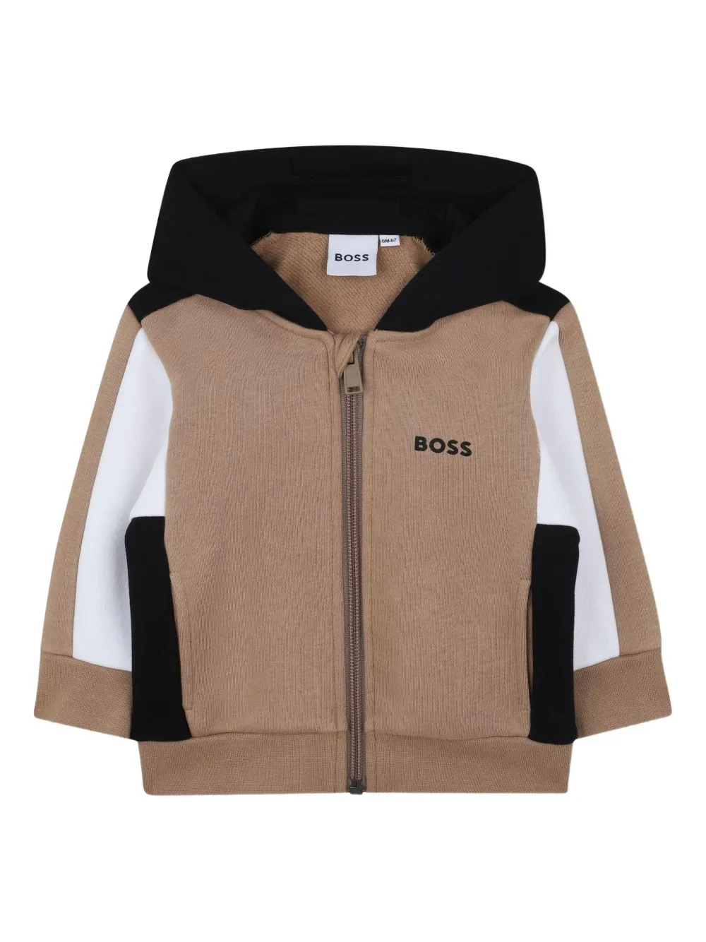BOSS Kidswear Hoodie met colourblocking Bruin