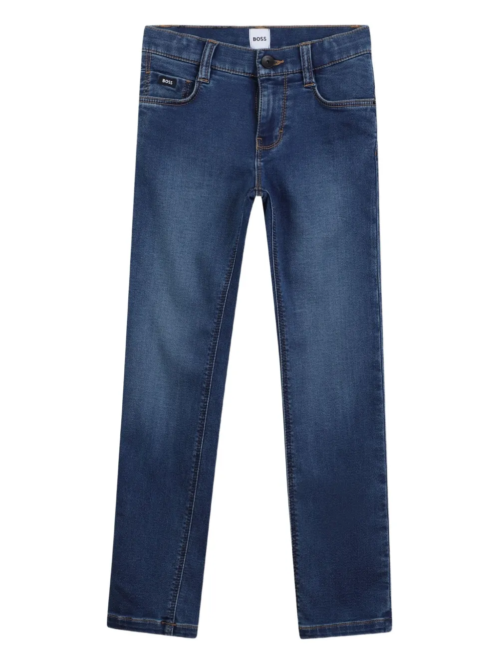 BOSS Kidswear Jeans met logopatch Blauw