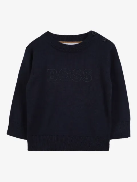 BOSS Kidswear embroidered logo crew neck sweater