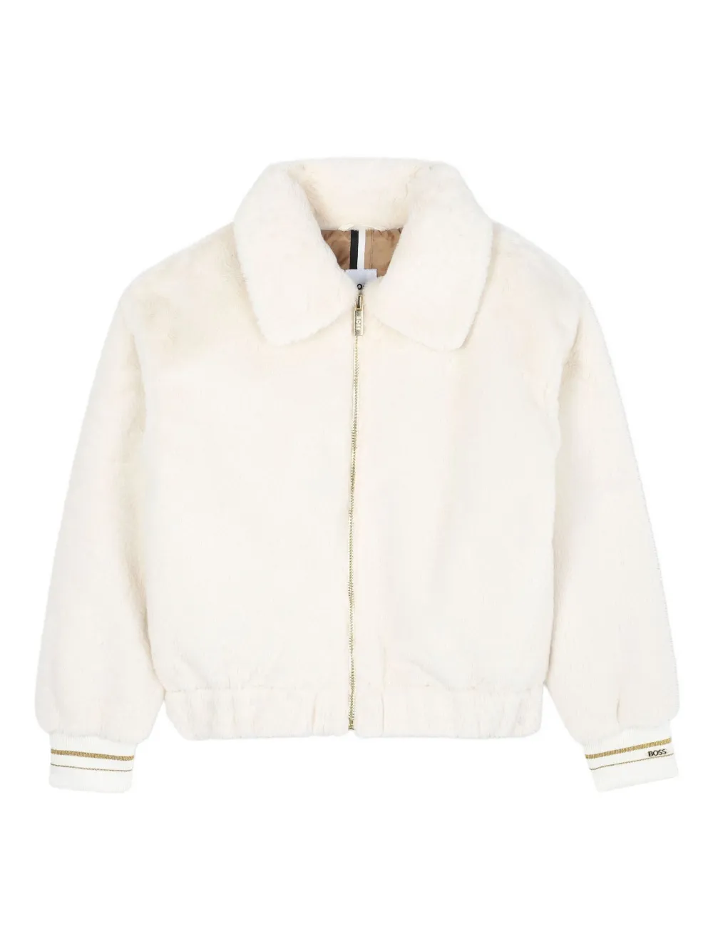 BOSS Kidswear Jack van imitatiebont met rits Wit