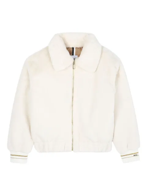 BOSS Kidswear zip-up faux fur jacket
