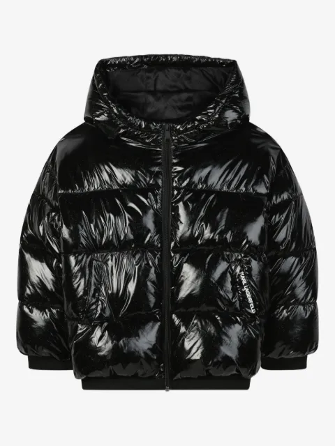 Karl Lagerfeld Kids glossy puffer jacket