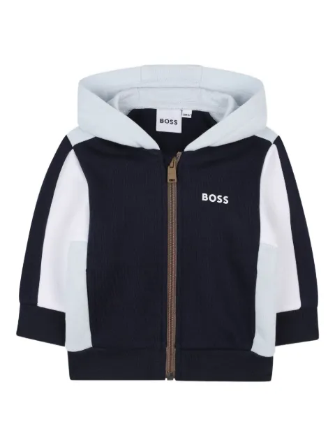 BOSS Kidswear 拼接拉链连帽衫