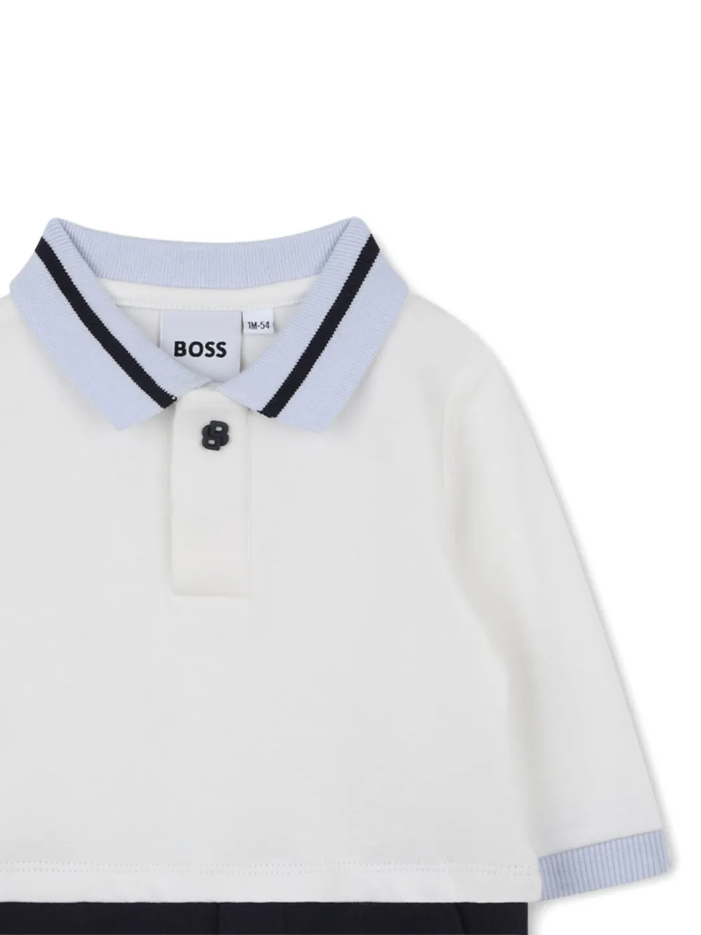 BOSS Kidswear Tweekleurige romper met polokraag Beige