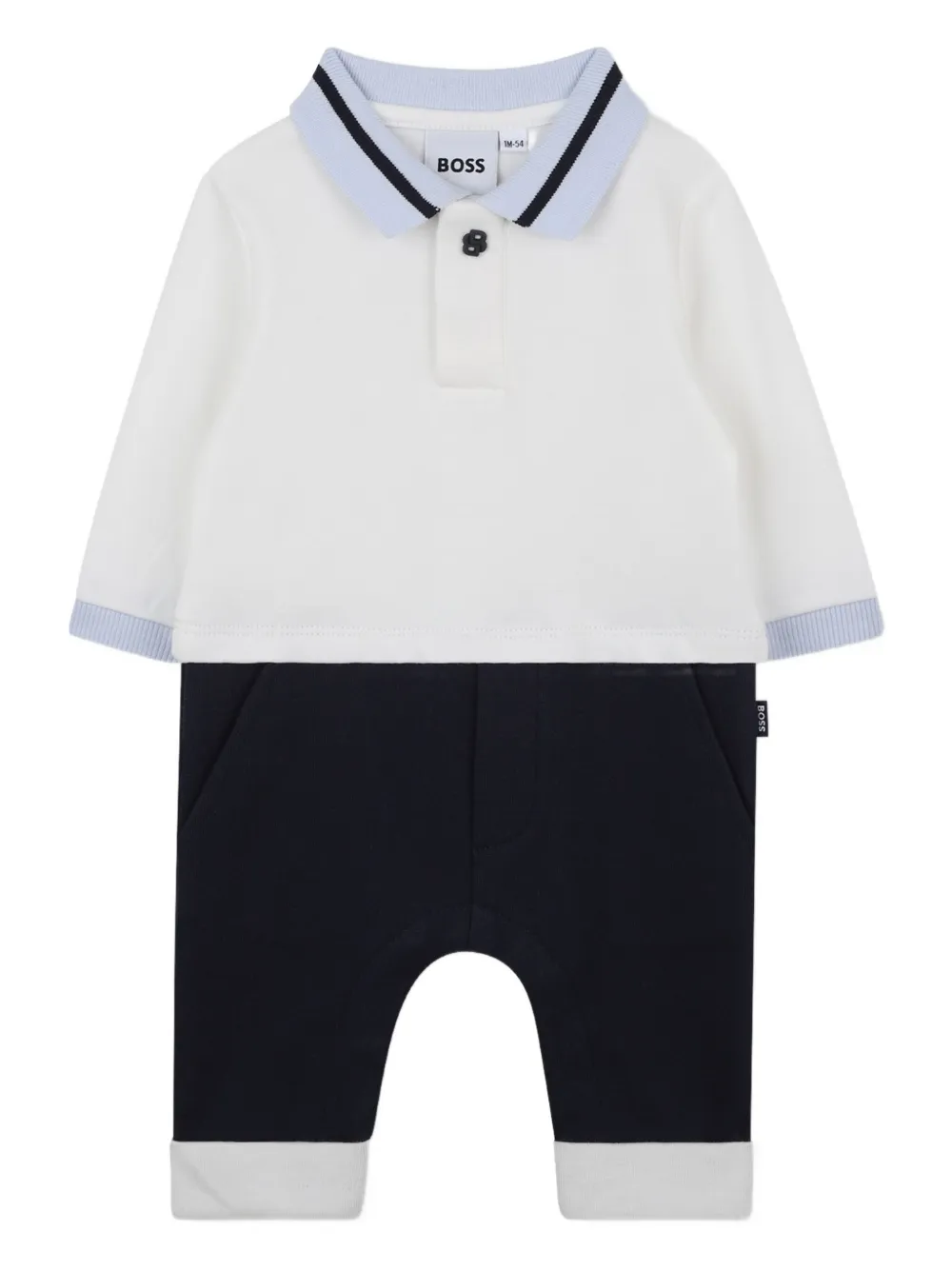 BOSS Kidswear Tweekleurige romper met polokraag Beige