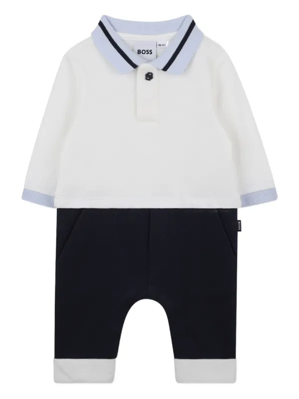 BOSS Kidswear Polo Collar two-tone Romper Neutrals - Main Image