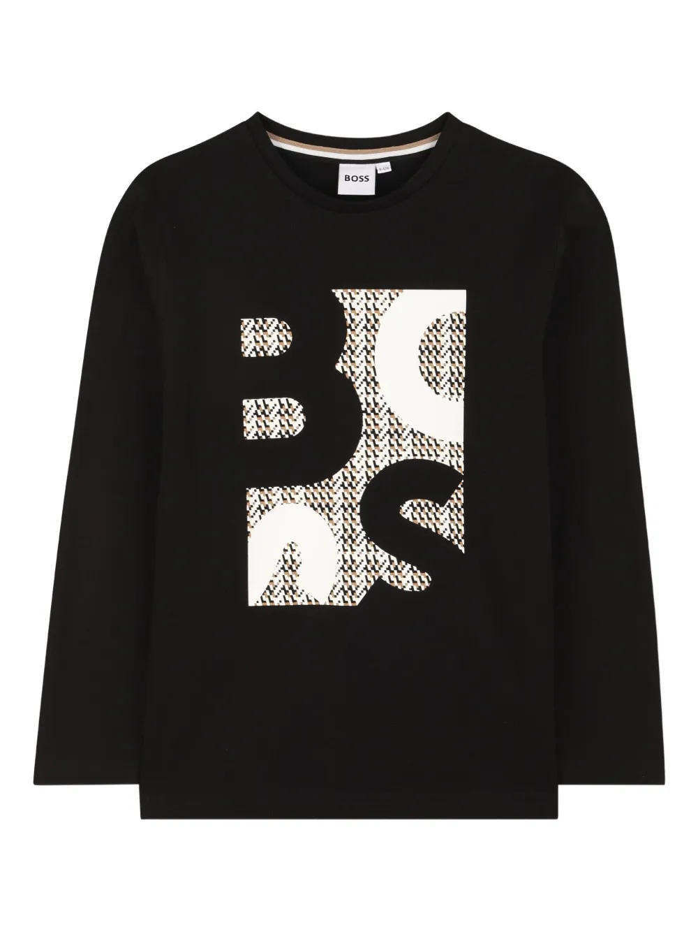 BOSS Kidswear graphic-print long-sleeve T-shirt Zwart