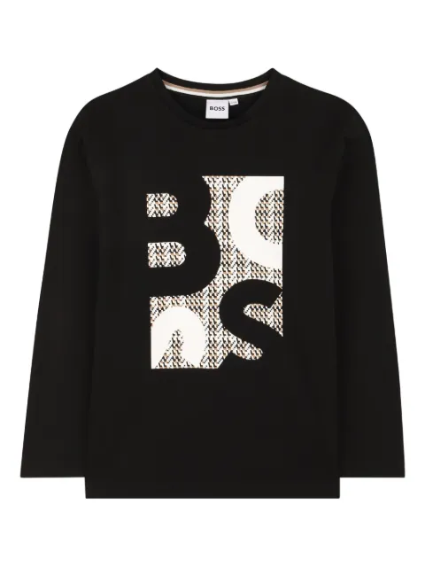 BOSS Kidswear playera manga larga con estampado gráfico