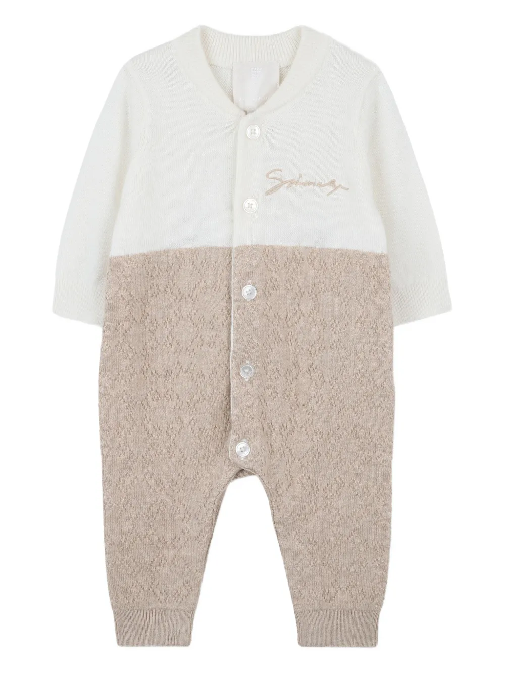 Givenchy Kids Gebreide romper met kanten patroon Beige