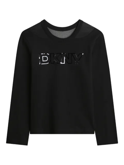Dkny Kids mesh-panel logo T-shirt