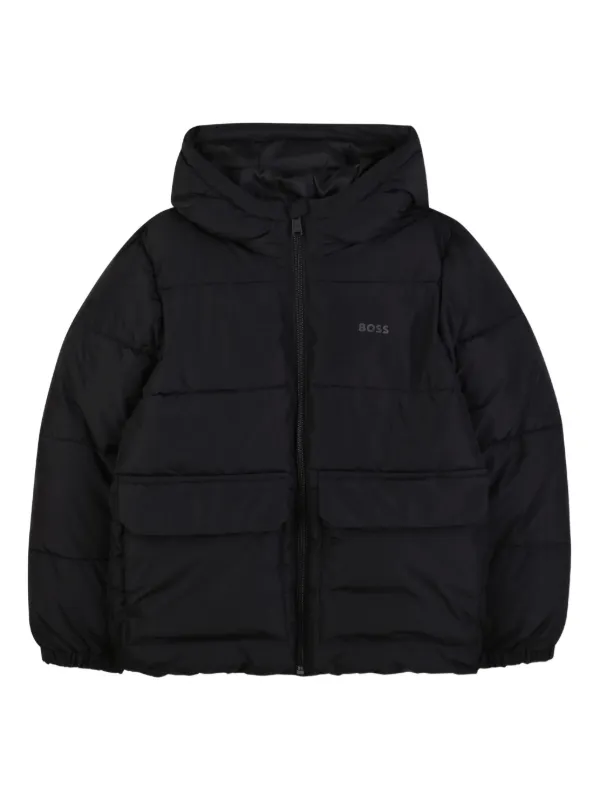 BOSS Kidswear フーデッド パデッドジャケット | ブラック | FARFETCH JP