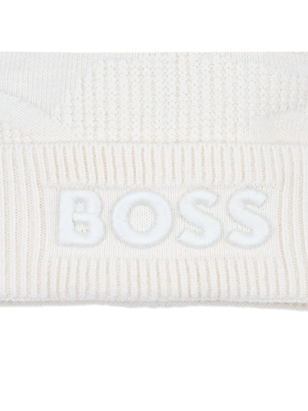 BOSS Kidswear Geribbelde muts met logo Wit